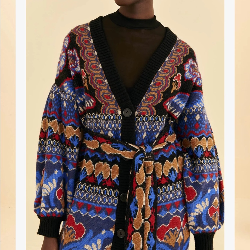 NWOT Farm Rio Black Ainika Maxi Cardigan - Picture 3 of 9